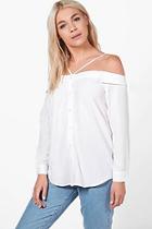 Boohoo Lily Cold Shoulder Strappy Shirt