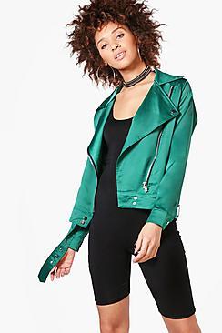 Boohoo Emma Satin Biker Jacket