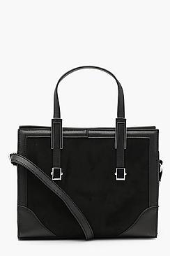 Boohoo Suedette & Metal Trim Mini Tote Cross Body