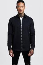 Boohoo Long Sleeve Flannel Shirt With Man Zip