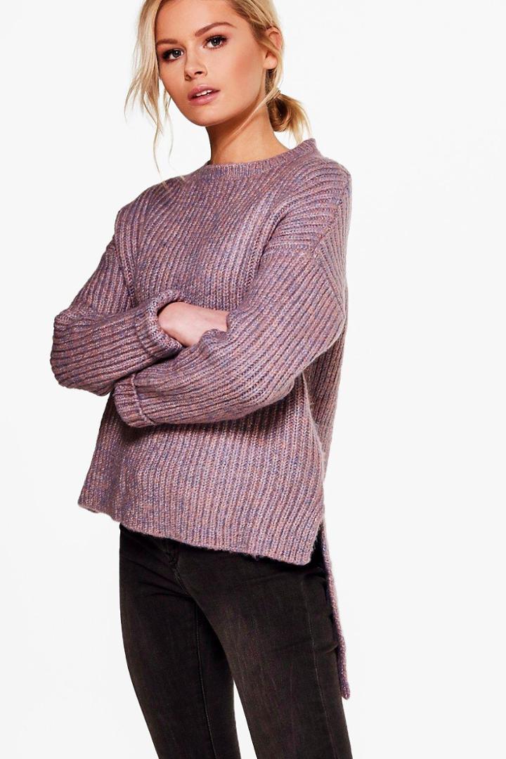 Boohoo Olivia Chunky Marl Jumper Blue