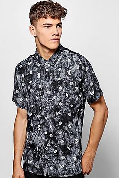 Boohoo Printed Tie Dye Short Sleeve Shirt