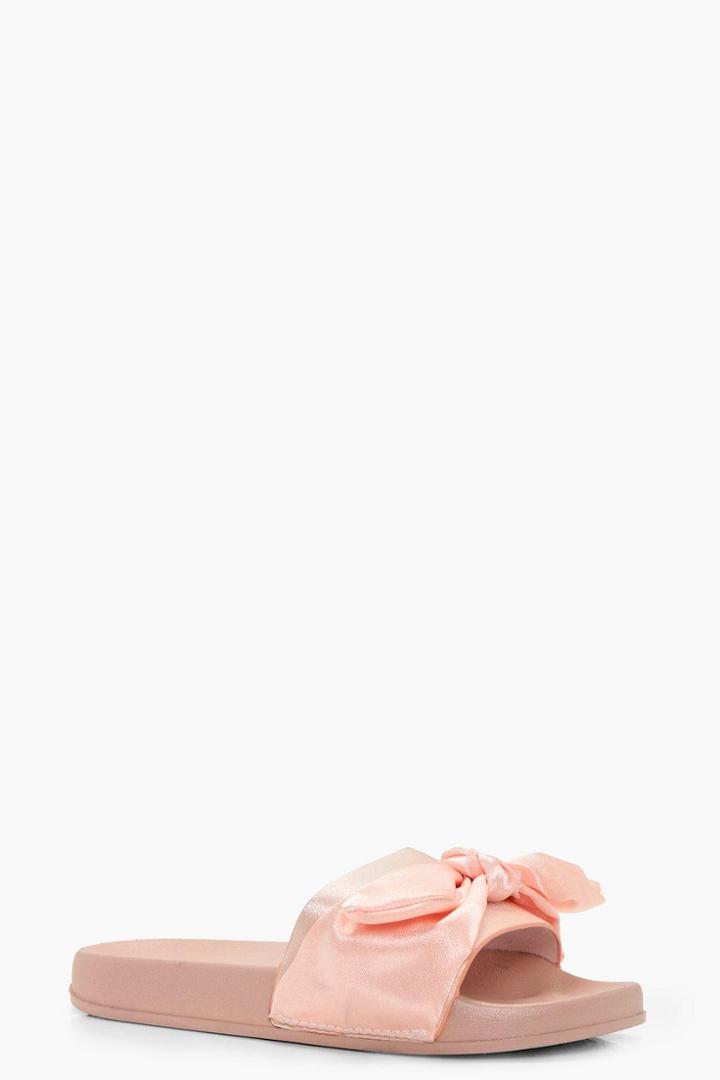 Boohoo Isabella Knot Front Slider Blush