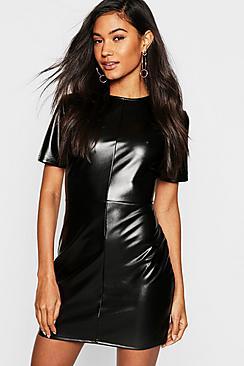 Boohoo Leather Look Mini Dress