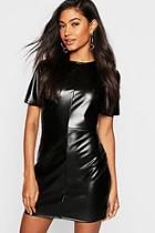 Boohoo Leather Look Mini Dress