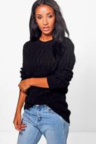 Boohoo Tamara Cable Knit Tunic Black