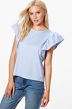 Boohoo Lexi Ruffle Sleeve Shirt