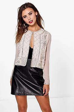 Boohoo Petite Ella Embellished Trophy Jacket