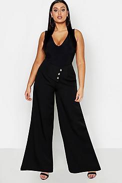 Boohoo Plus Cut Out Wide Leg Trouser