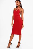 Boohoo Alice Wrap Open Back Detail Midi Dress