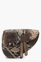 Boohoo Snake Wave Flap Saddle Cross Body Bag