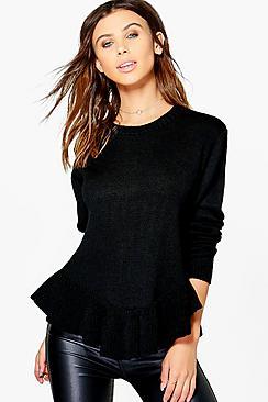 Boohoo Petite Rebecca Ruffle Hem Jumper