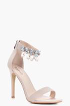 Boohoo Molly Embellished Ankle Band 2 Part Heels Nude