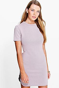 Boohoo Carrie Curved Hem Bodycon Dress