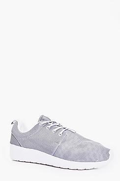 Boohoo Grey Lace Up Running Trainers