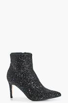 Boohoo Abi Pointed Toe Glitter Ankle Shoe Boot