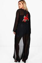 Boohoo Plus Annie Embroidery Detail Maxi Chiffon Duster