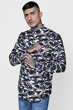 Boohoo Camo Print Long Sleeve Shirt