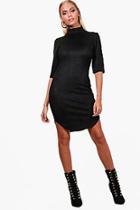 Boohoo Alicia Suedette Curved Hem Bodycon Dress