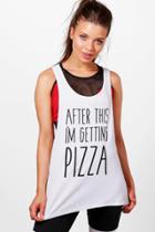 Boohoo Esme After This I'm Getting Pizza Running Tank Top White