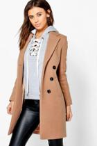 Boohoo Petite Fatih Double Breasted Camel Duster Coat Camel