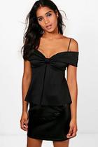 Boohoo Samantha 80's Cold Shoulder Swing Top