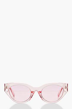 Boohoo Clear Pink Oval Retro Sunglasses