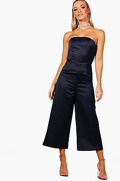 Boohoo Paige Satin Bandeau Jumpsuit