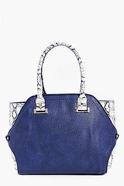Boohoo Rose Faux Snakeskin Colourblock Day Bag