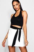 Boohoo Morgan Crepe Tie Waist Halter Crop