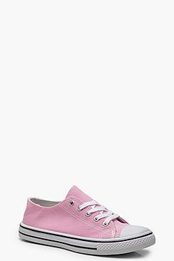 Boohoo Pastel Canvas Lace Up Pumps