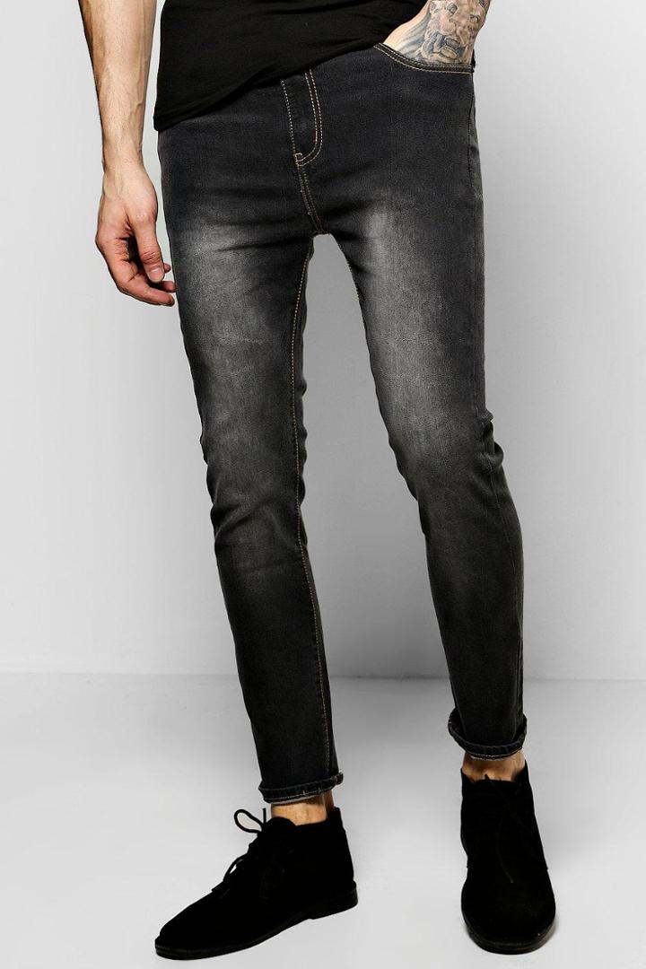 Boohoo Skinny Fit Charcoal Jeans With Blasting Charcoal