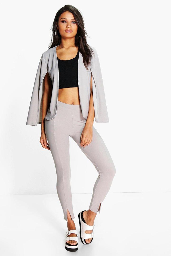 Boohoo Maya Skinny Split Front Trouser Grey