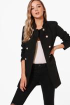 Boohoo Danielle Military Style Coat Black
