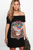 Boohoo Plus Jenni Off The Shoulder Band Tee Dress