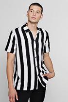 Boohoo Wide Stripe Short Sleeve Revere Shirt