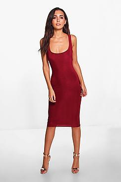 Boohoo Cleopatra Slinky Square Neck Midi Dress