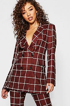 Boohoo Check Oversize Blazer