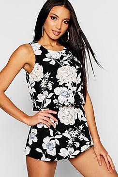 Boohoo Floral Frill Layered Playsuit