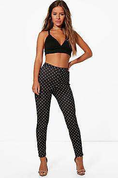Boohoo Petite Daisy Spot Print Skinny Trouser