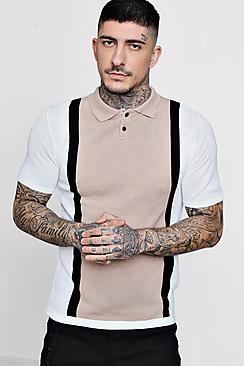 Boohoo Colour Block Short Sleeve Knitted Polo