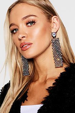 Boohoo Diamante Bar Statement Earrings