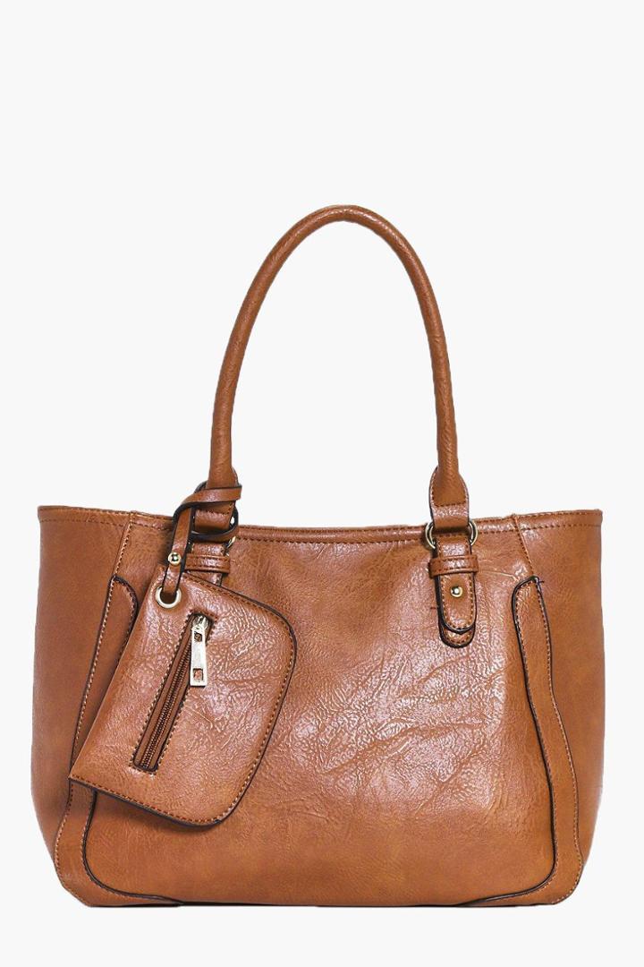 Boohoo Felicity Purse Detail Day Bag Tan
