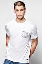 Boohoo Feather Print Pocket T Shirt