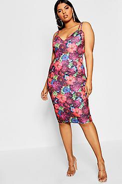 Boohoo Plus Jewel Flower Double Strap Bodycon Dress