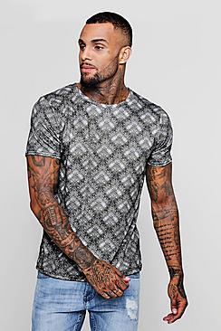 Boohoo Crew Neck Baroque Print T-shirt