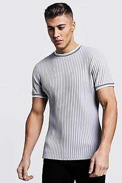 Boohoo Knitted Ribbed T-shirt With Sport Rib