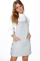 Boohoo Petite Jessica Popper Side Bonded Pinafore Dress