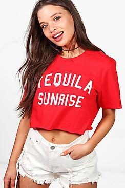 Boohoo Aimee Tequila Sunrise Cropped T-shirt