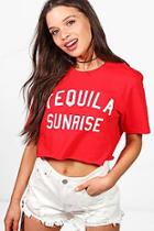 Boohoo Aimee Tequila Sunrise Cropped T-shirt